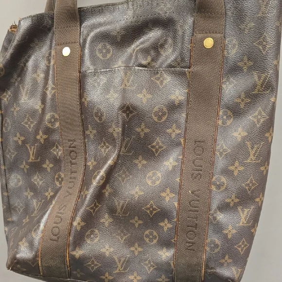 Vintage 1980s Louis Vuitton Brown Monogram Shoulder Bag. Name On Strap Detail.